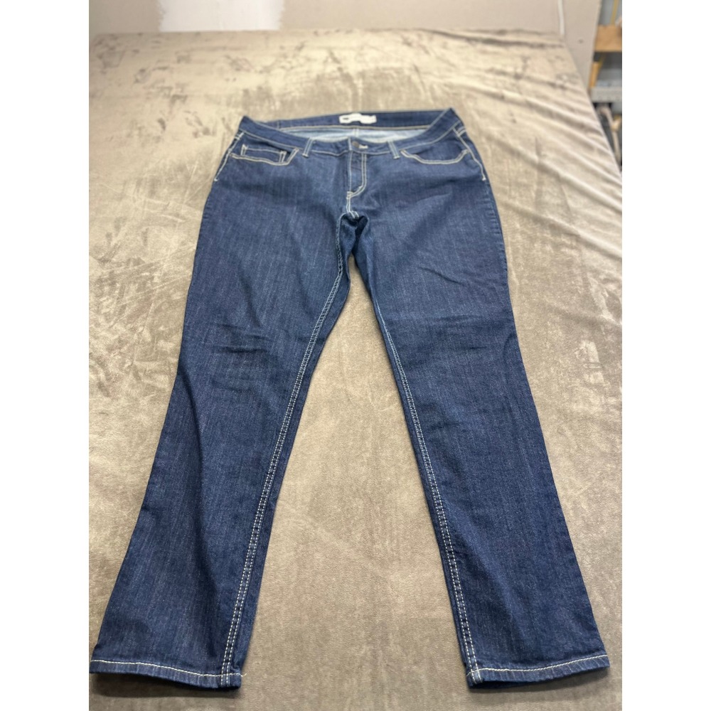 Levis Mid Rise Skinny Jeans Womens 18W Indigo Blue Denim Stretch 1233‎